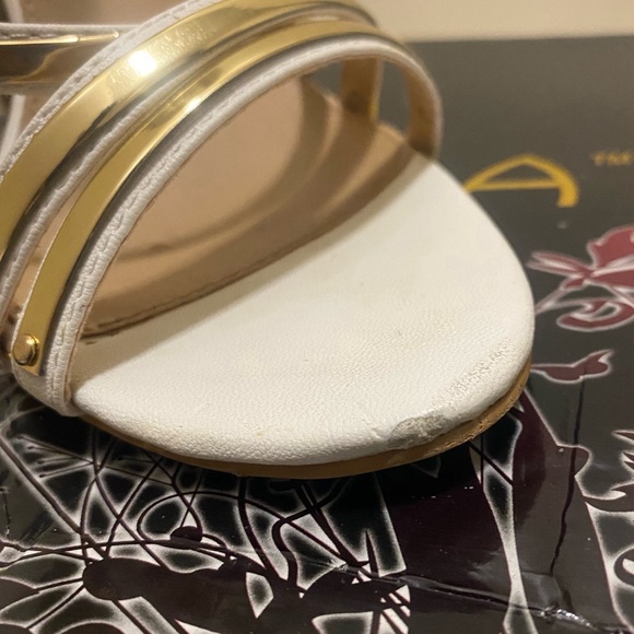 Liliana Gold and White Strappy Heels - Picture 7 of 8